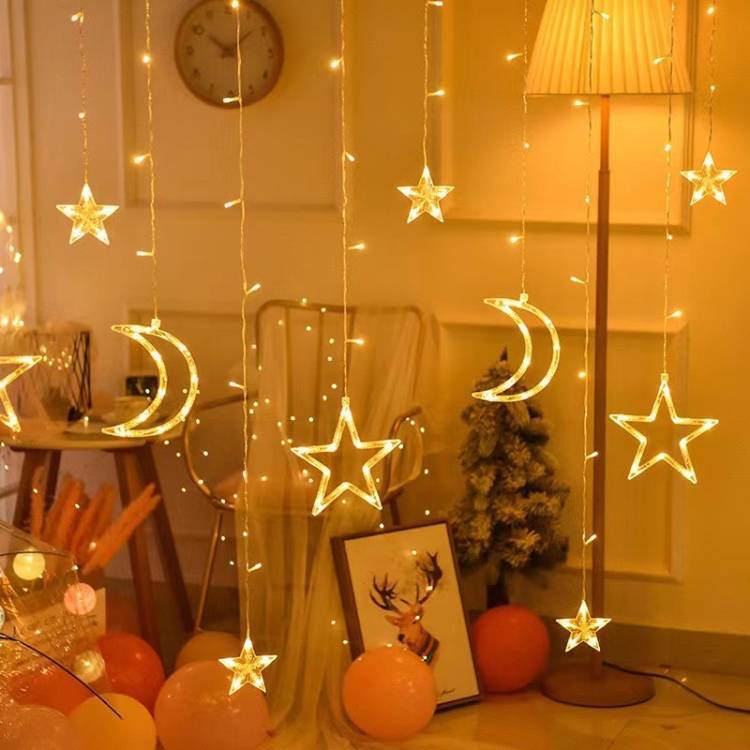 LED-Vorhang-Lichterkette mit Sternen