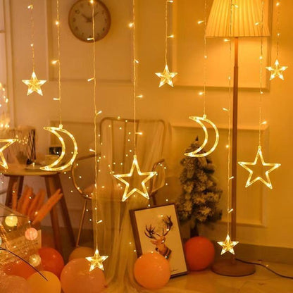 LED-Vorhang-Lichterkette mit Sternen