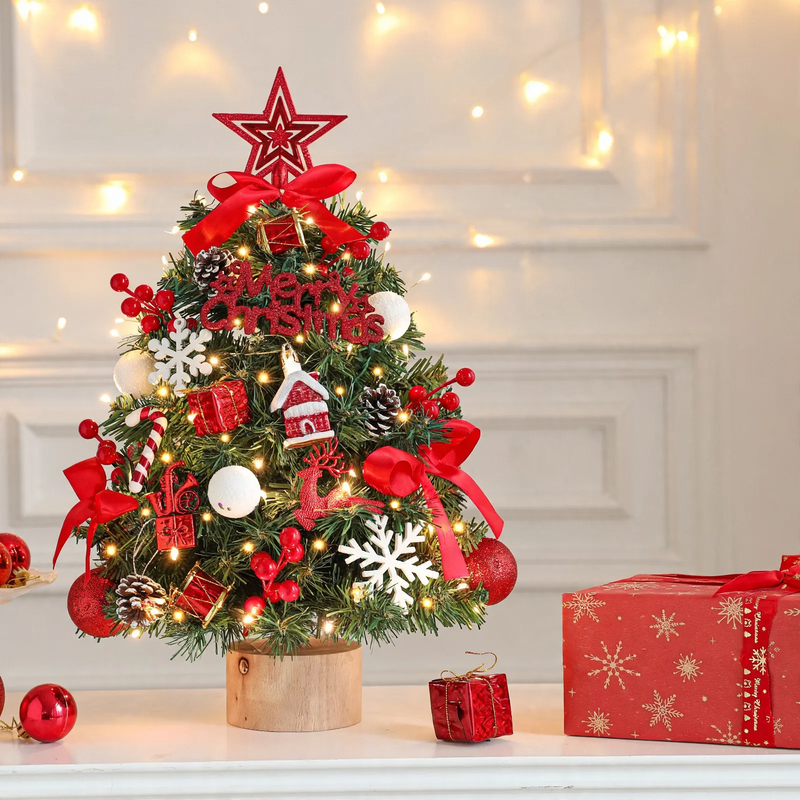 Dekorativer Tisch-Weihnachtsbaum mit Holzständer