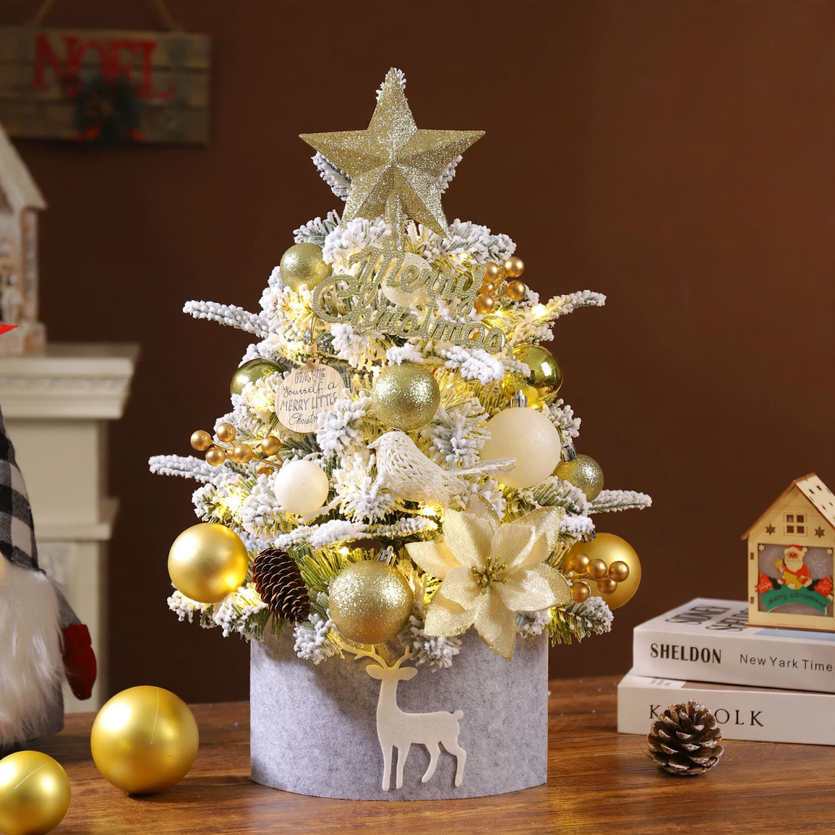 Mini-Weihnachtsbaum für den Tisch, 45-60 cm, beflockt