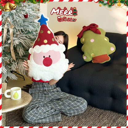 Weihnachts-Dekokissen aus Wollplüsch