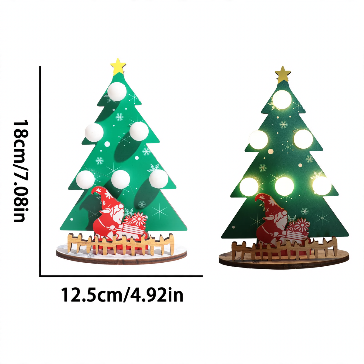 Dekorative Holz-Weihnachtsbaum-Tischleuchte mit LED