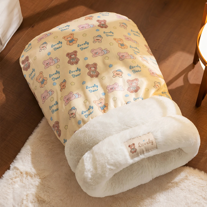 Halboffenes Katzenbett mit Wärmefutter für Herbst und Winter