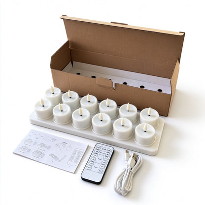 Wiederaufladbares LED-Teelicht-Set mit Ladestation