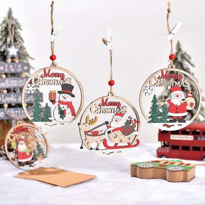 Dekorative Wichtel-Holzanhänger mit Weihnachtsmotiven
