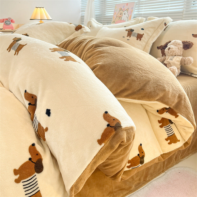 Gefüttertes Milchfaser-Fleece Bettwäsche-Set, beidseitig, diverse Motive