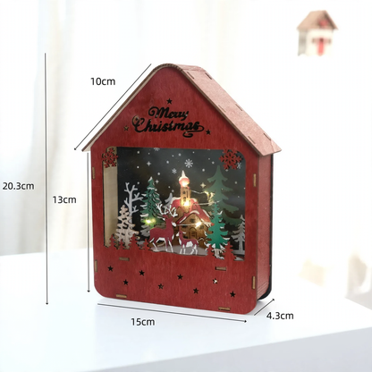 Beleuchtete Weihnachtsdekoration aus Holz