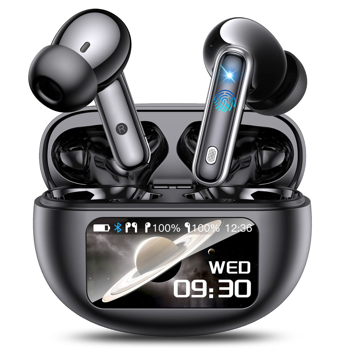 Kabellose In-Ear-Kopfhörer mit Farbdisplay