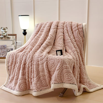 Weiche Korallenfleece-Decke mit Blumenmuster