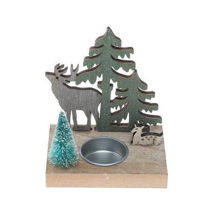Dekorativer Holz-Weihnachtskerzenhalter, 12 cm