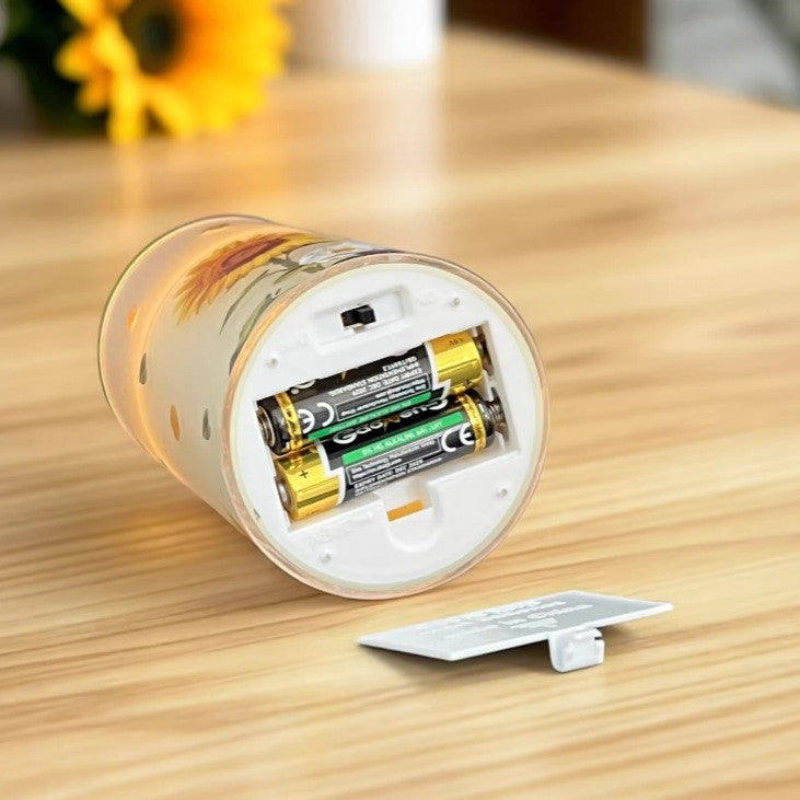 LED-Kerzen-Set mit Sonnenblumen-Motiv