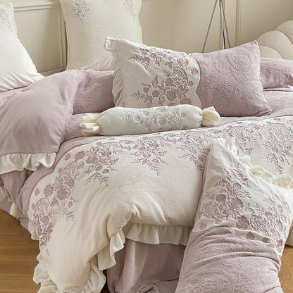 Milchfaser-Fleece-Bettwäsche-Set, verdickt, 4-teilig