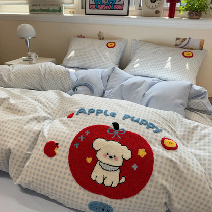 Angerautes Baumwoll-Bettwäsche-Set für Kinder