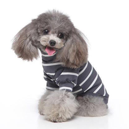 Hochkragen-Sweatshirt für Hunde, Streifen, Polyester-Baumwolle