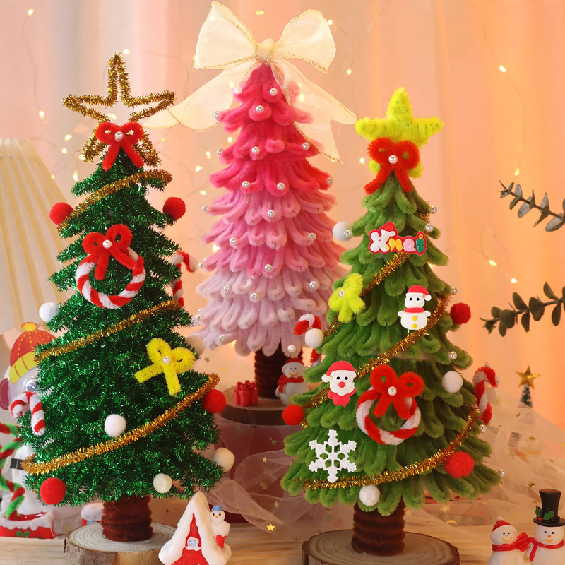 DIY Weihnachtsbaum-Bastelset mit Holzsockel