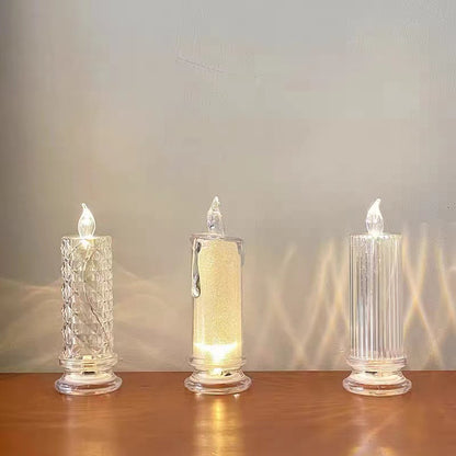 LED-Echtwachs-Optik Kerze mit Rosen-Lichteffekt