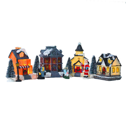 LED-Weihnachtsdorf-Set, 10-teilig