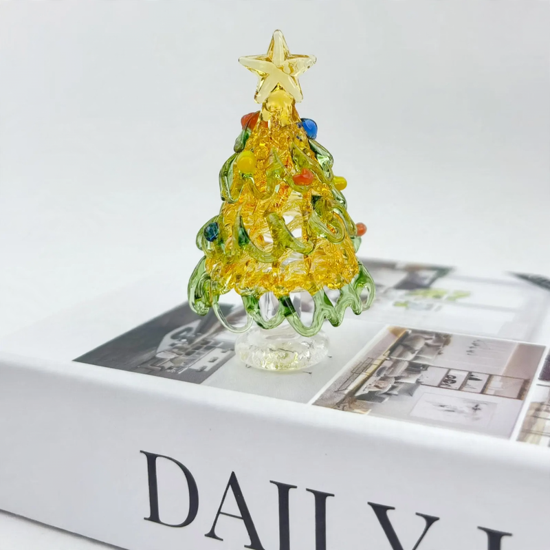Mini-Weihnachtsbaum aus Glas, dekorative Tischfigur