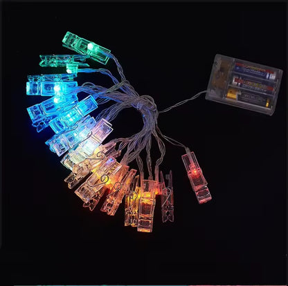 LED-Lichterkette mit Fotoclips für Dekoration