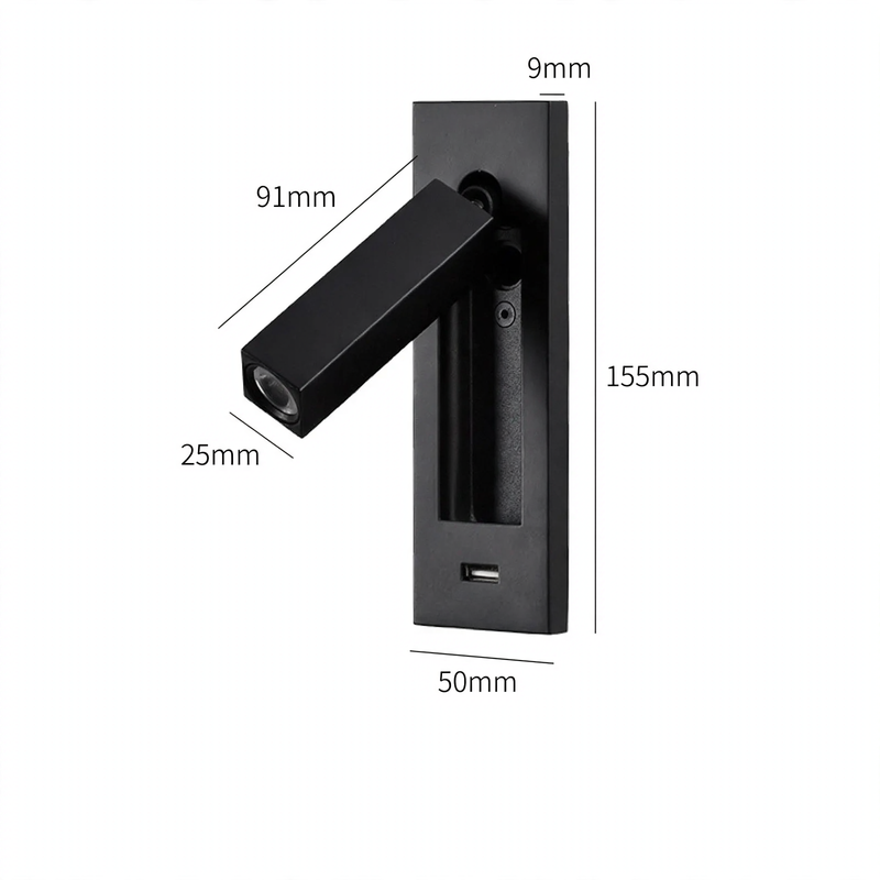 Wandleuchte mit Leselicht und USB-Ladeanschluss