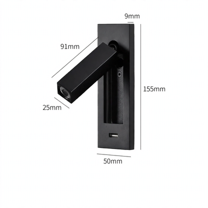 Wandleuchte mit Leselicht und USB-Ladeanschluss