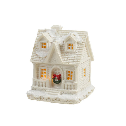 Beleuchtetes Miniatur-Schneehaus aus Kunstharz