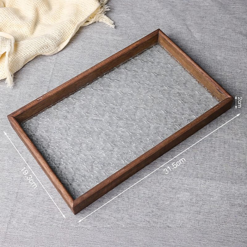Holz-Glastablett mit Hawthorn-Muster, europäisch