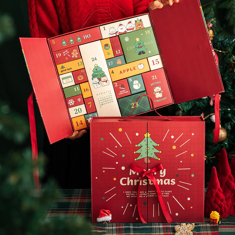 Weihnachts-Adventskalender-Geschenkbox, 24 Fächer