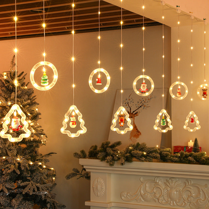 LED-Lichtervorhang mit weihnachtlichen Motiven