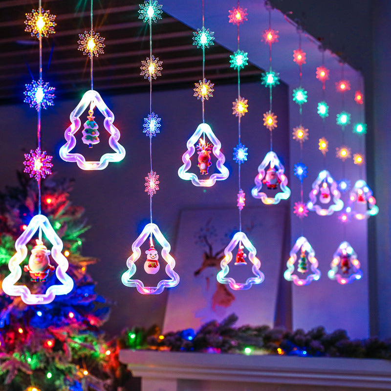 LED-Lichtervorhang mit weihnachtlichen Motiven