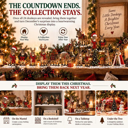 Weihnachts-Adventskalender mit Esel-Figuren