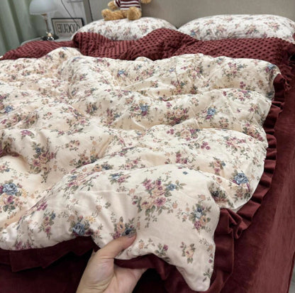 Baumwoll-Bettwäsche-Set mit Fleece-Futter, warm