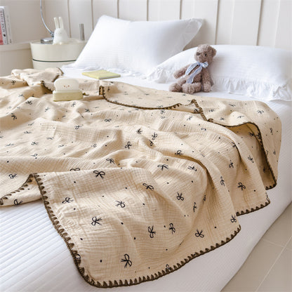 Leichte Sommerdecke aus reiner Baumwolle, Crinkle-Optik