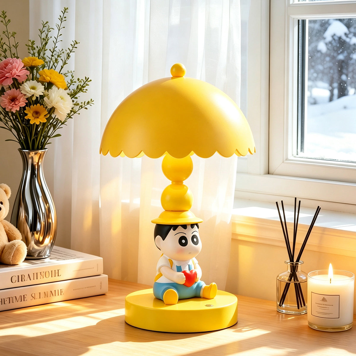 Cartoon-Tischlampe mit Herzgeste, Touchsteuerung