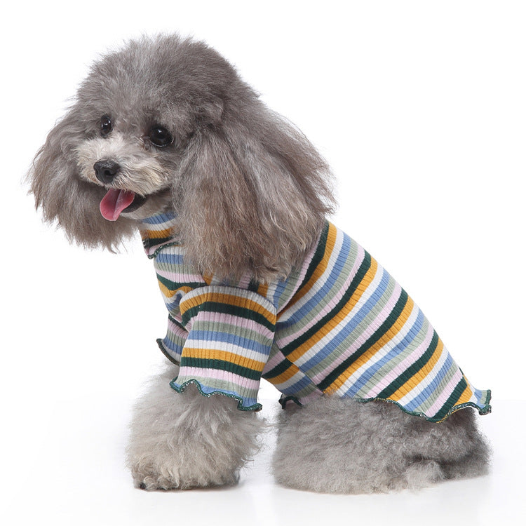 Hochkragen-Sweatshirt für Hunde, Streifen, Polyester-Baumwolle
