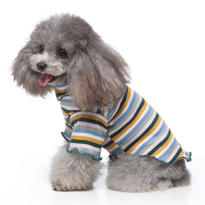 Hochkragen-Sweatshirt für Hunde, Streifen, Polyester-Baumwolle