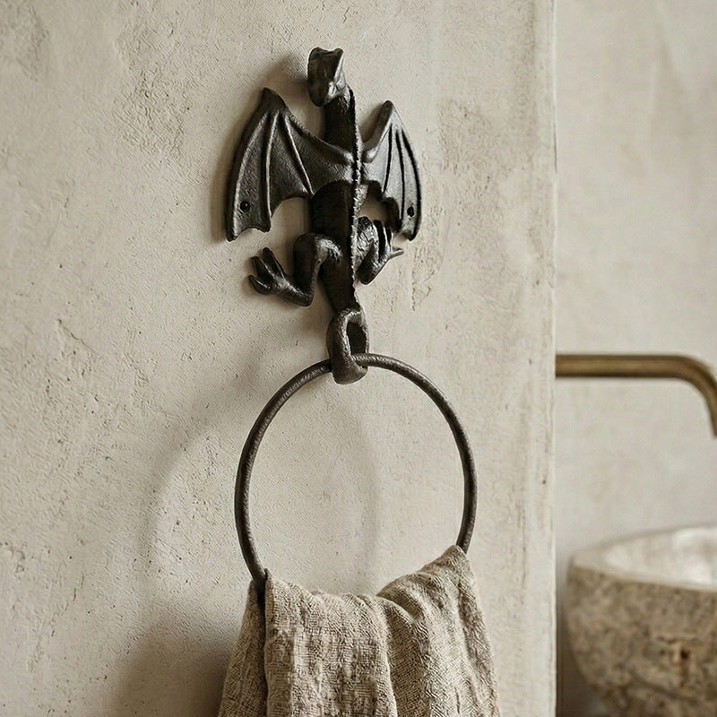 Gusseisen-Handtuchhalter Drachenform, schlicht