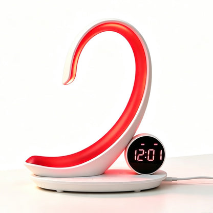 C-förmige LED-Stimmungsleuchte mit Digitaluhr und Rotlicht