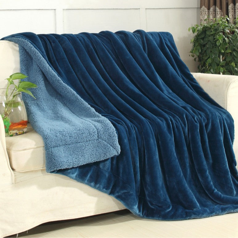 Doppellagige Lammfleece-Wohndecke, extra warm