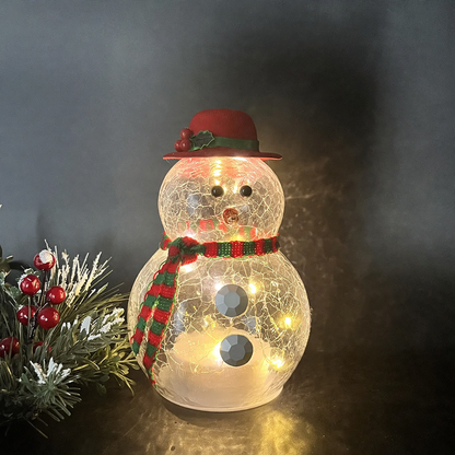 Dekorative Glas-Schneemann-Figur mit Beleuchtung