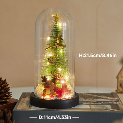 Mini-Weihnachtsbaum in Acryl-Glocke, beleuchtet, 13,5-21,5 cm