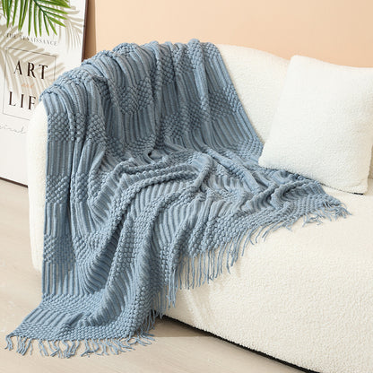 Nordische Strickdecke mit Fransen, Acryl, verschiedene Größen