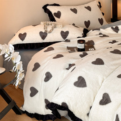 Französisches Milchfaser-Fleece Bettwäsche-Set mit Schleifenmuster