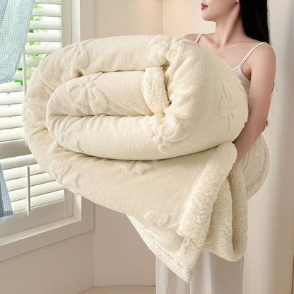 Doppellagige Jacquard-Kuscheldecke mit Lammfleece-Optik