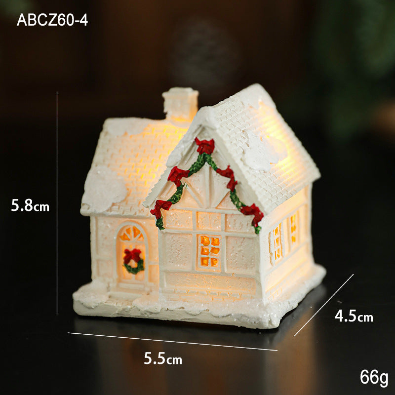 Beleuchtetes Miniatur-Schneehaus aus Kunstharz