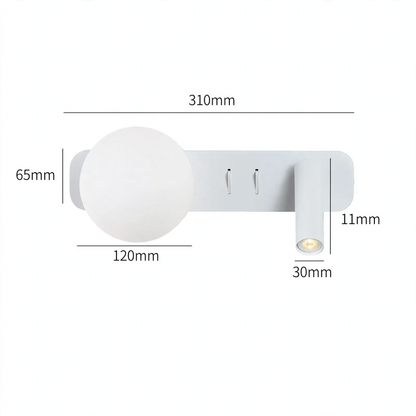 Wandleuchte mit zwei Lichtquellen für das Schlafzimmer
