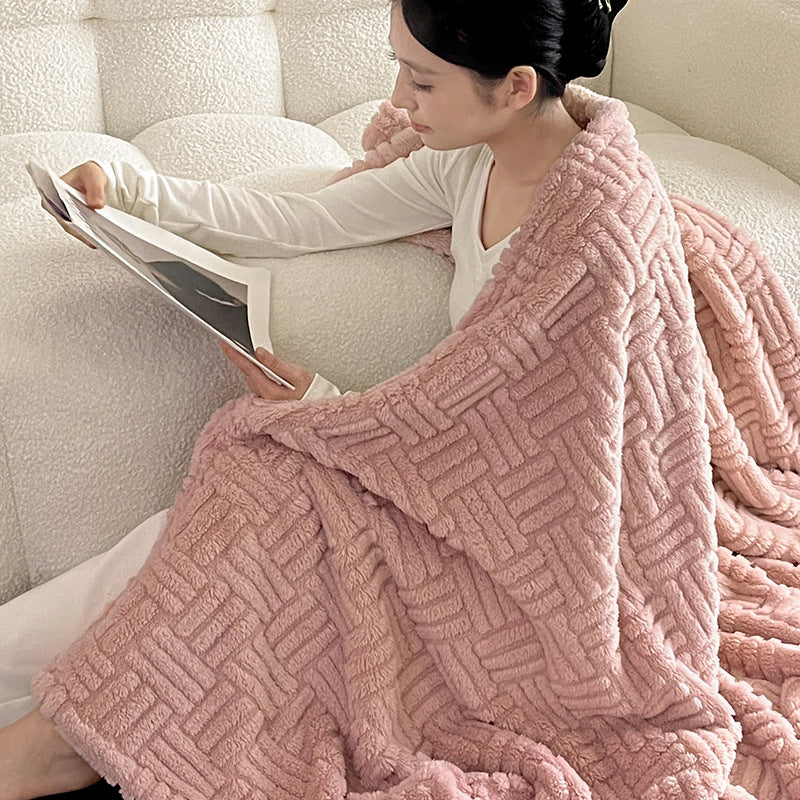 Doppellagige Jacquard-Kuscheldecke mit geometrischem Muster