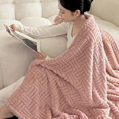 Doppellagige Jacquard-Kuscheldecke mit geometrischem Muster