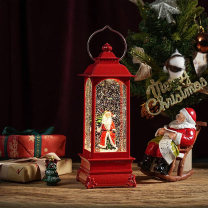 Dekorative Weihnachts-Laterne mit Schneeeffekt und Licht