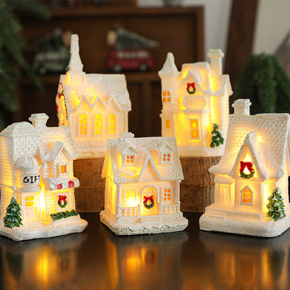 Beleuchtetes Miniatur-Schneehaus aus Kunstharz